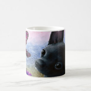 Taza De Café Mariposa 91 del perro negro de Chihuahua