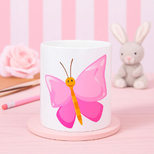 Taza De Café Mariposa Adorable Personalizado Rosa