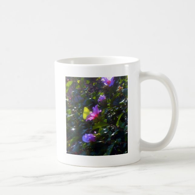 Taza De Café Mariposa amarilla en rosa Rosa de Sharon (Derecha)