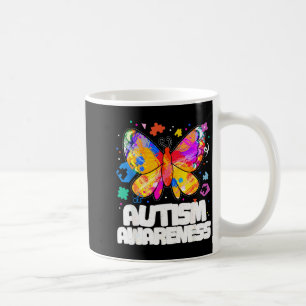Taza De Café Mariposa apoyo conciencia autismo rompecabezas aut
