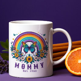 Taza De Café Mariposa arcoiris colorida, nuevo regalo de momia