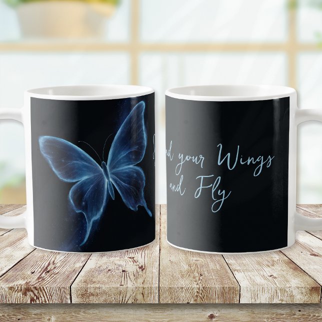 Taza De Café Mariposa azul expande tus alas y vuela (Subido por el creador)