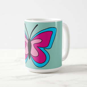 Taza De Café Mariposa azul magenta rosa