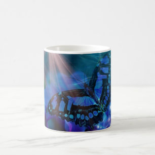Taza De Café Mariposa Azul Mágica