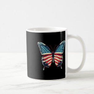Taza De Café Mariposa Bandera Estadounidense Vintage Cute Ameri