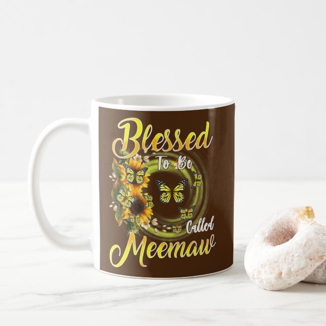 Taza De Café Mariposa Bendecida Por Ser Llamada Sunflower De Me (Con donut)