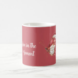 Taza De Café Mariposa Blanca Roja