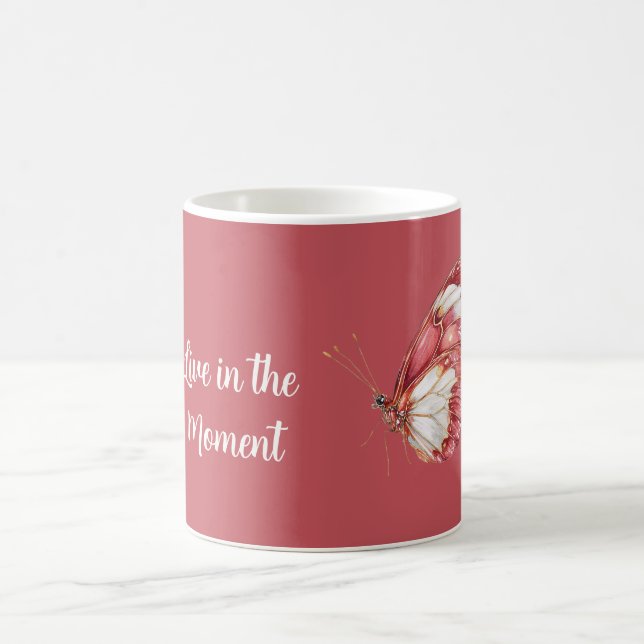 Taza De Café Mariposa Blanca Roja (Centro)