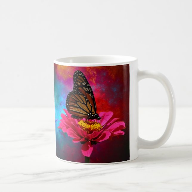 Taza De Café mariposa bohemia verde azulada de la turquesa (Derecha)