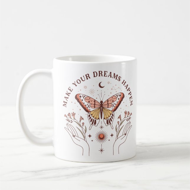 Taza De Café Mariposa Boho Motivadora (Izquierda)