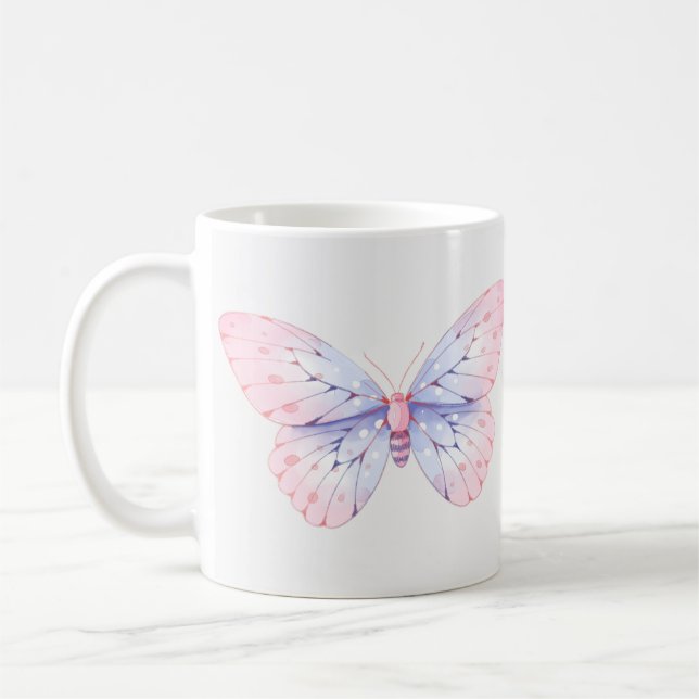 Taza De Café Mariposa Bonitamente Ilustrada (Izquierda)