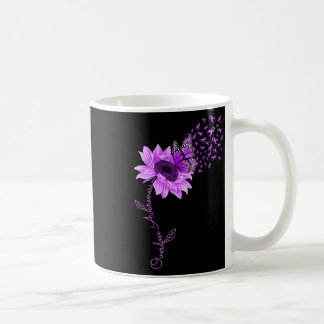 Taza De Café Mariposa Cinta púrpura Sobredosis de girasol Aware