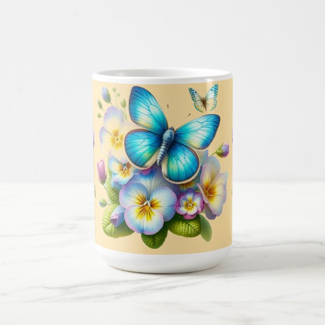 Taza De Café Mariposa clásica y pansies Mug (Centro)