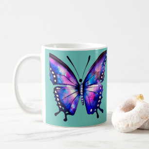 Taza De Café Mariposa color azul y rosa