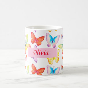 Taza De Café Mariposa coloreada personalizada