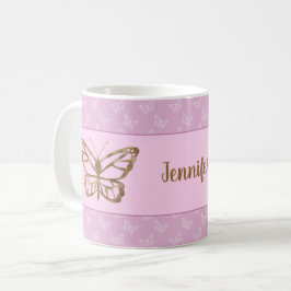Taza De Café Mariposa con aspecto de lámina de oro falso sobre