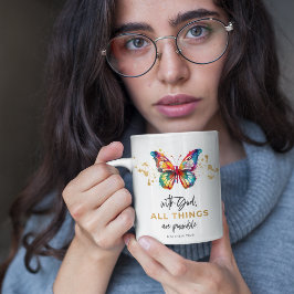 Taza De Café Mariposa Con Dios Todo Es Posible