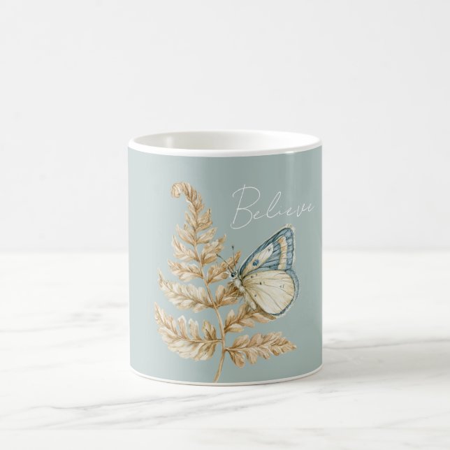 Taza De Café Mariposa Cree Azul (Centro)