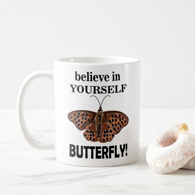 Taza De Café Mariposa Cree En La Mariposa (Con donut)