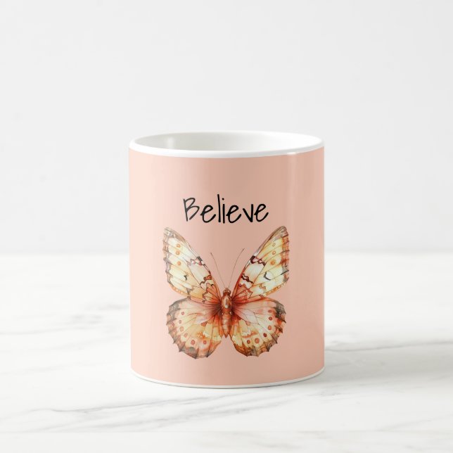 Taza De Café Mariposa Cree Naranja (Centro)
