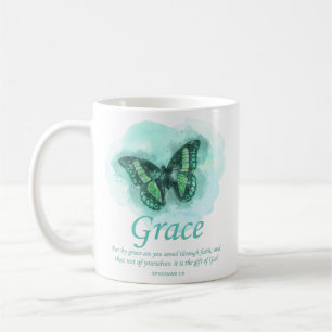 Taza De Café Mariposa cristiana: Verse:Gracia