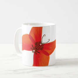 Taza De Café Mariposa de amapola roja naranja con su nombre