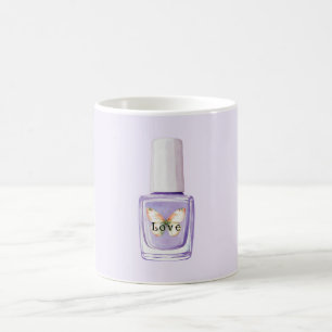 Taza De Café Mariposa de amor esmalte de uñas púrpura