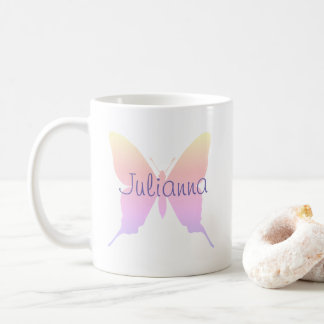 Taza De Café Mariposa de arcoiris perwinkle Pastel personalizad