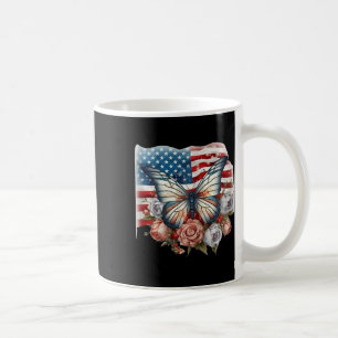 Taza De Café Mariposa De Bandera Estadounidense 4.º De