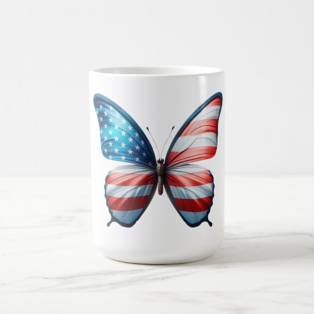 Taza De Café Mariposa de Estados Unidos/patriota 4 de julio (Centro)