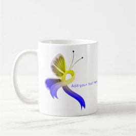 Taza De Café Mariposa de la cinta azul y amarilla