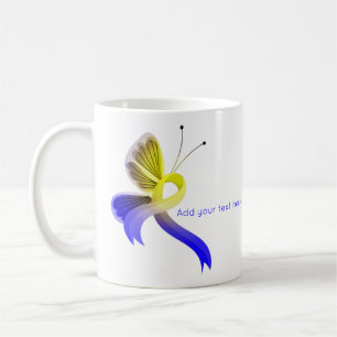 Taza De Café Mariposa de la cinta azul y amarilla