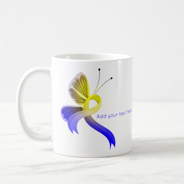 Taza De Café Mariposa de la cinta azul y amarilla (Izquierda)
