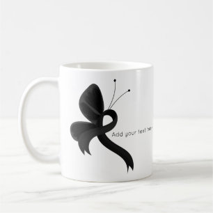 Taza De Café Mariposa de la Cinta de Conciencia Negra