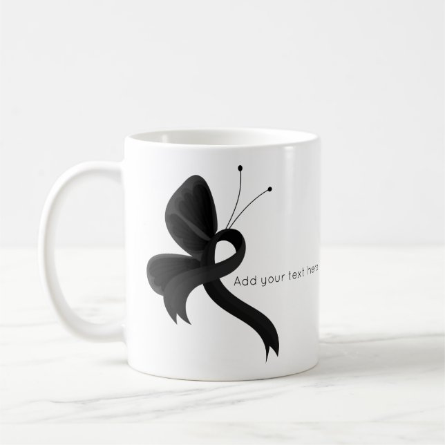 Taza De Café Mariposa de la Cinta de Conciencia Negra (Izquierda)