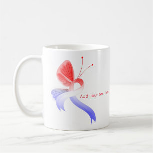 Taza De Café Mariposa de la Cinta de Concienciación Roja, Blanc