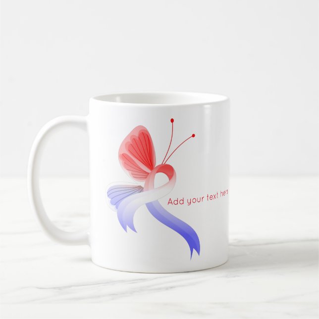 Taza De Café Mariposa de la Cinta de Concienciación Roja, Blanc (Izquierda)