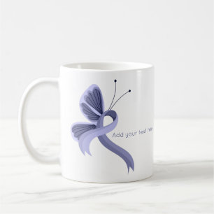 Taza De Café Mariposa de la Cinta de Sensibilización Periwinkle