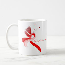 Taza De Café Mariposa de la cinta de sensibilización roja y bla