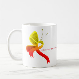 Taza De Café Mariposa de la cinta roja y amarilla