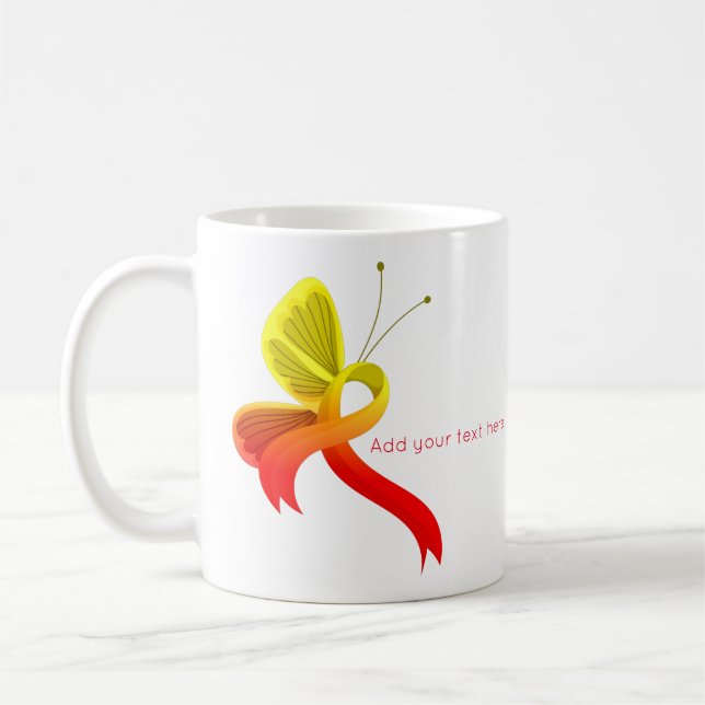 Taza De Café Mariposa de la cinta roja y amarilla (Izquierda)