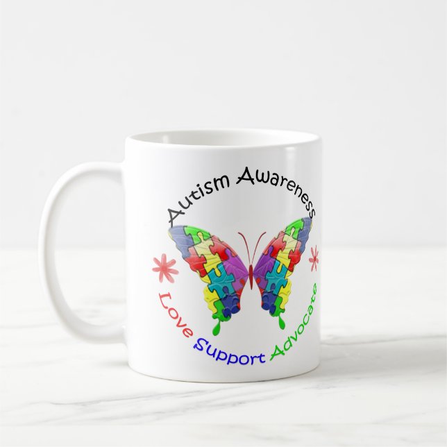Taza De Café Mariposa de la conciencia del autismo (Izquierda)