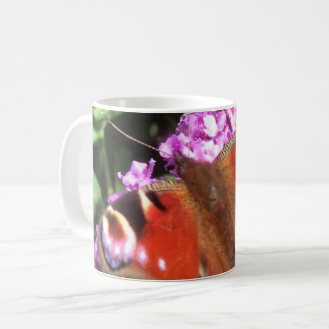 Taza De Café Mariposa de pavo real y Buda (Anverso izquierdo)