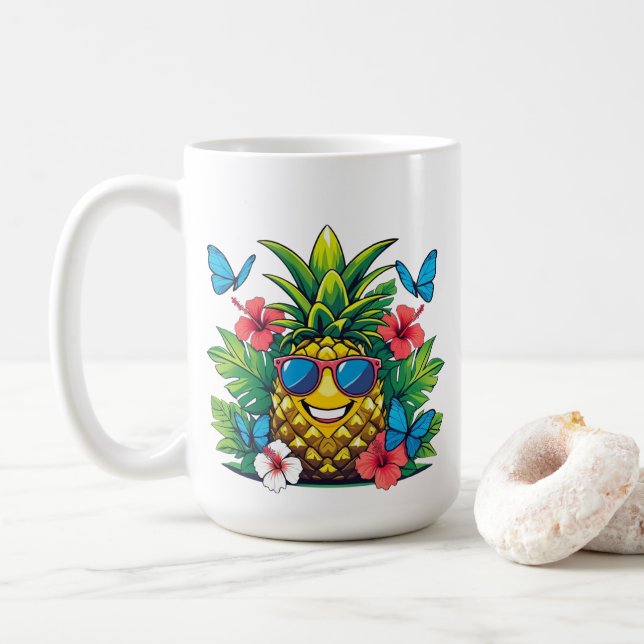 Taza De Café Mariposa de piña alegre (Con donut)