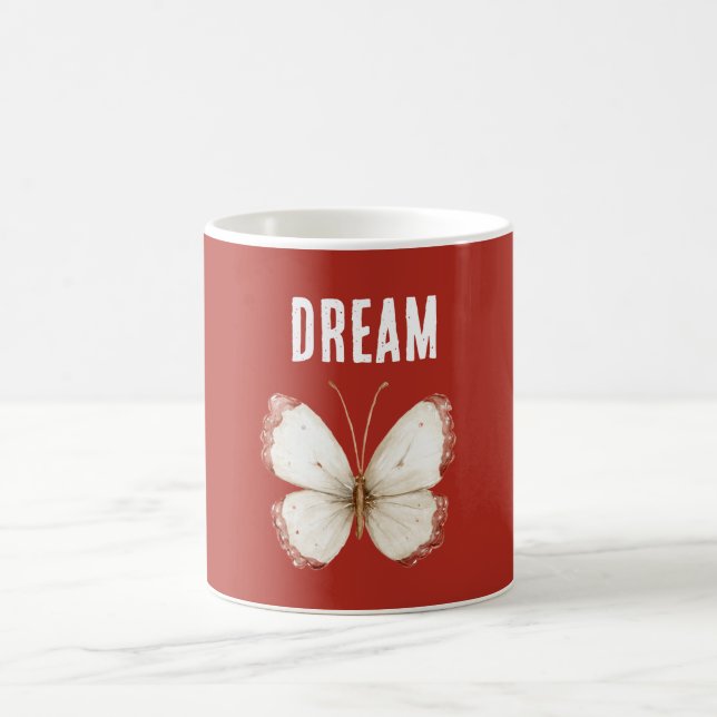 Taza De Café Mariposa de Sueño Rojo Blanco (Centro)