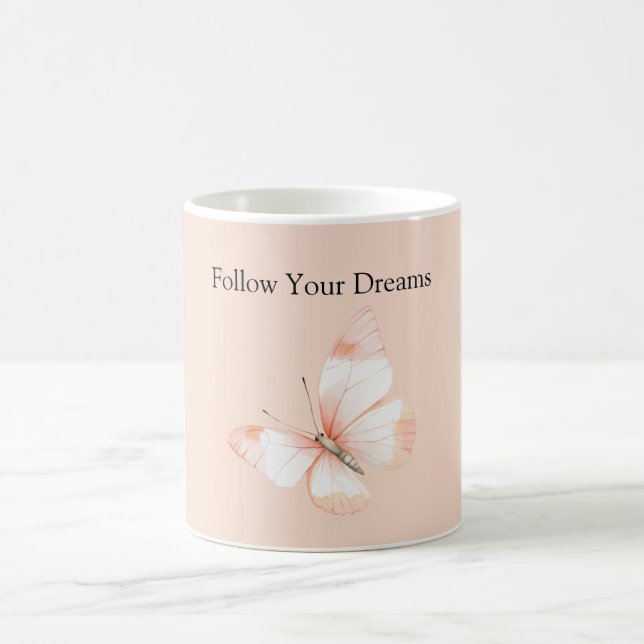 Taza De Café Mariposa de Sueños de Melocotón (Centro)