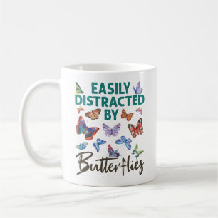 Taza De Café Mariposa distrada fácilmente por mariposas