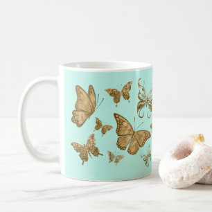 Taza de café Mariposa dorada y acuática