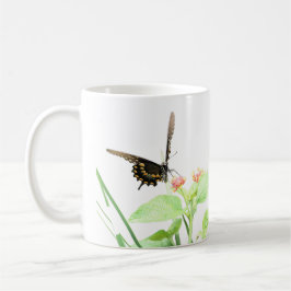 Taza De Café Mariposa en Lantana, en blanco