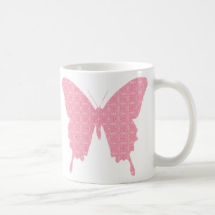 Taza De Café Mariposa en papel tapiz - rosa claro